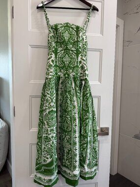 Farm Rio Dress Green Floral, long Casual